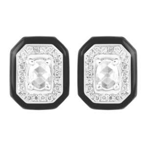 Rectangular Diamond Earrings in Black