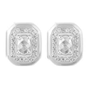Rectangular Diamond Earrings in White