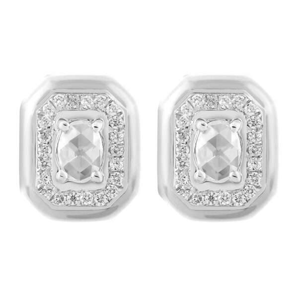Rectangular Diamond Earrings in White