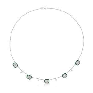 Rectangular Diamond Necklace in Green