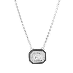Rectangular Diamond Pendant in Black