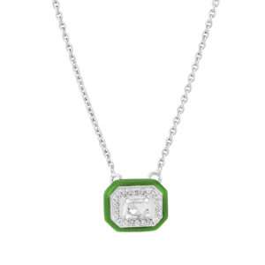 Rectangular Diamond Pendant in Forest Green