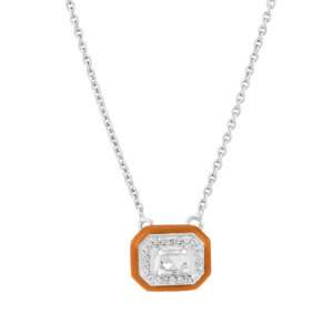 Rectangular Diamond Pendant in Orange