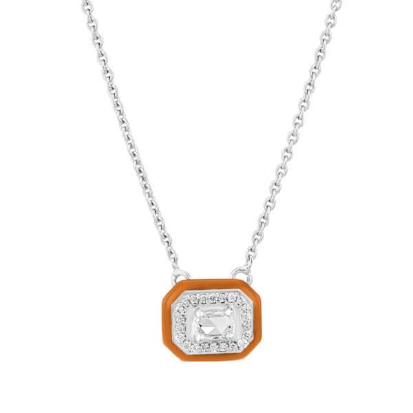 Rectangular Diamond Pendant in Orange