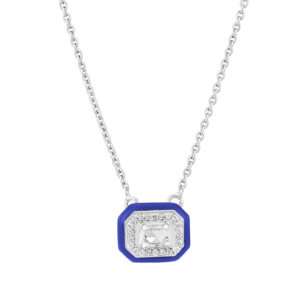 Rectangular Diamond Pendant in Royal Blue