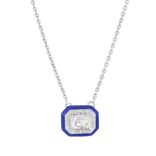 Rectangular Diamond Pendant in Royal Blue