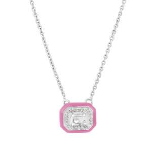 Rectangular Diamond Pendant in Sakura Pink