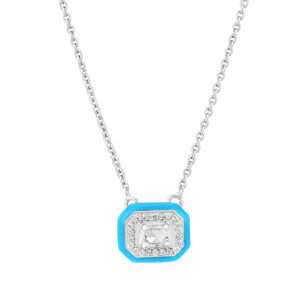 Rectangular Diamond Pendant in Turquoise