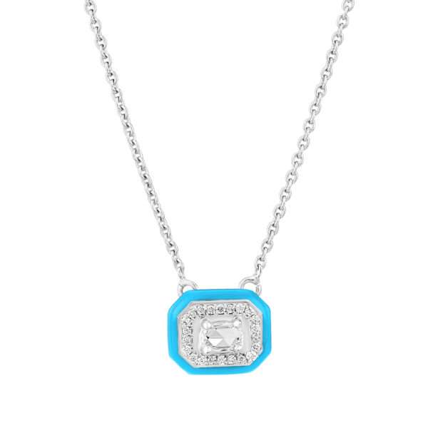 Rectangular Diamond Pendant in Turquoise
