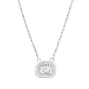 Rectangular Diamond Pendant in White