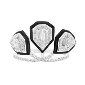 Triple Drop Diamond Ring in Black