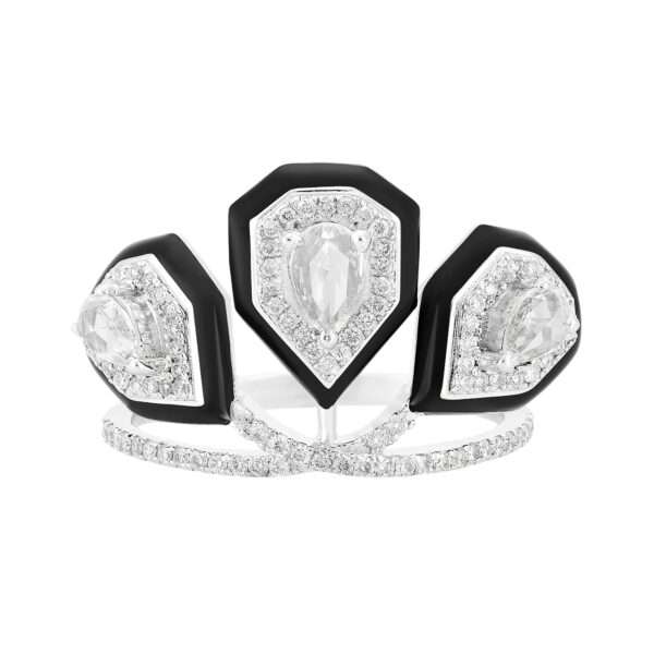 Triple Drop Diamond Ring in Black