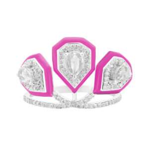 Triple DropDiamond Ring in Fuscia