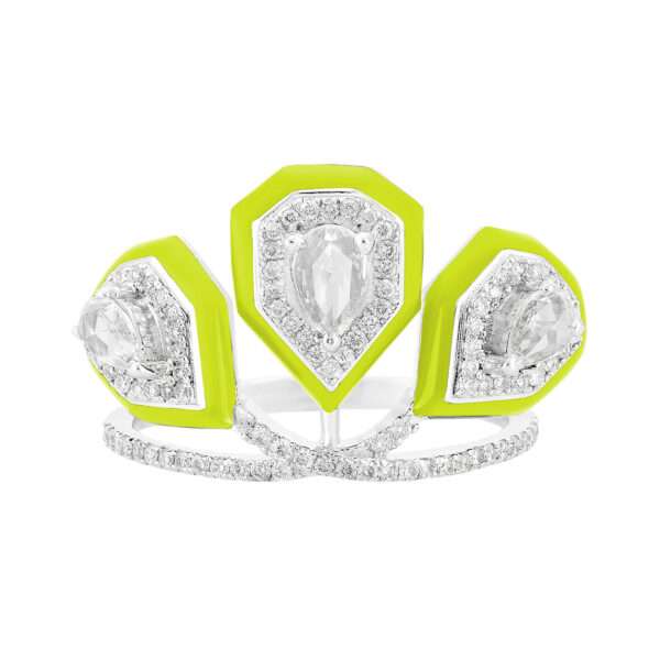 Triple Drop Diamond Ring in Lemon
