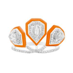 Triple Drop Diamond Ring in Orange