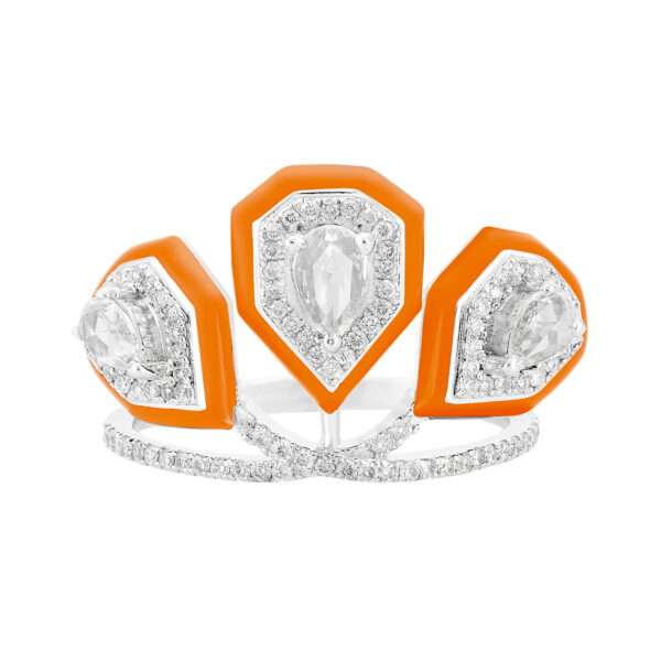Triple Drop Diamond Ring in Orange