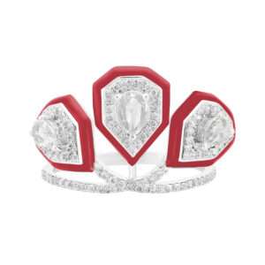 Triple Drop Diamond Ring in Red
