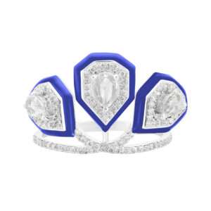 Triple Drop Diamond Ring in Roayl Blue