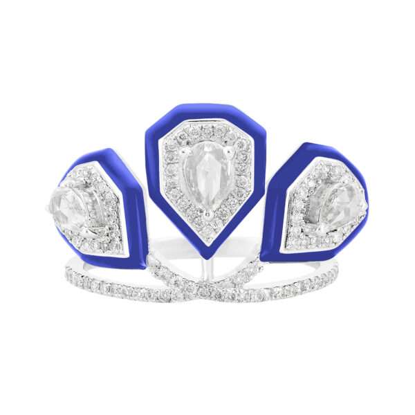 Triple Drop Diamond Ring in Roayl Blue