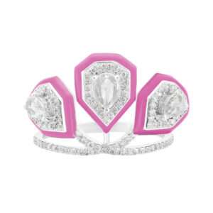 Triple Drop Diamond Ring in Sakura Pink