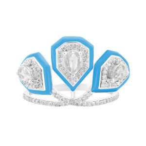 Triple Drop Diamond Ring in Turquoise