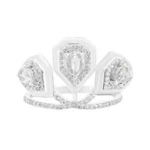 Triple Drop Diamond Ring in White