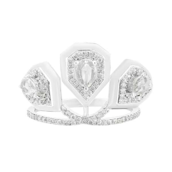 Triple Drop Diamond Ring in White
